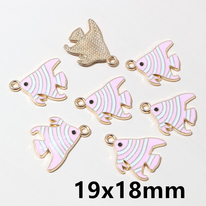 20pcs Enamel Fish Charms Pendant for Earrings Necklace Bracelet Findings Alloy Metal DIY Jewelry Making Accessories