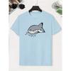 2026 Cartoon Shark Gray Fang Watermark Pure Cotton Boy's T‑shirt Creative Lightweight Comfortable Short Sleeved Kids T‑shirt