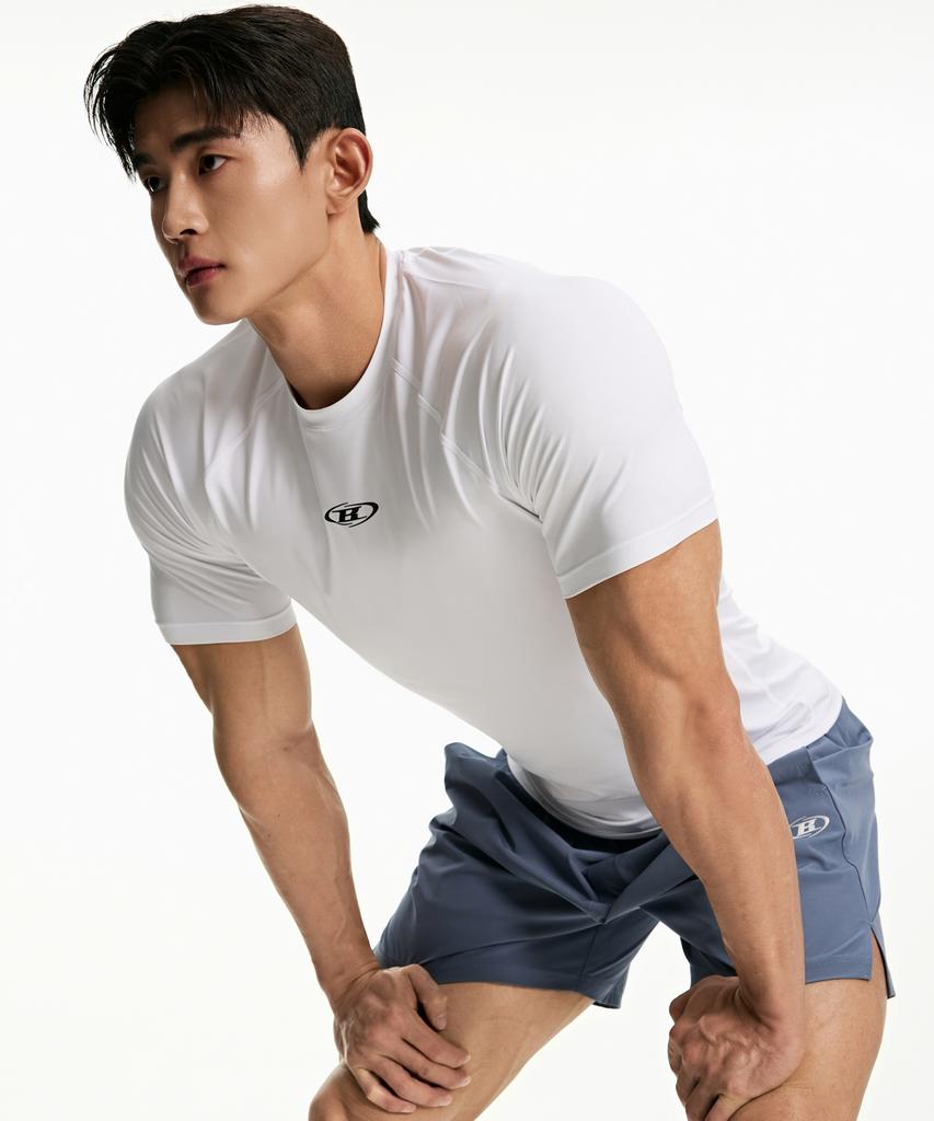 BORN TO WIN Symbol B Compression Short Sleeve [White]