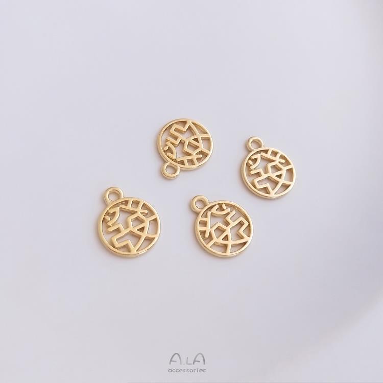 14K Gold Plated Ruyi Fu Character Pendant Bracelet - Auspicious Charm Jewelry