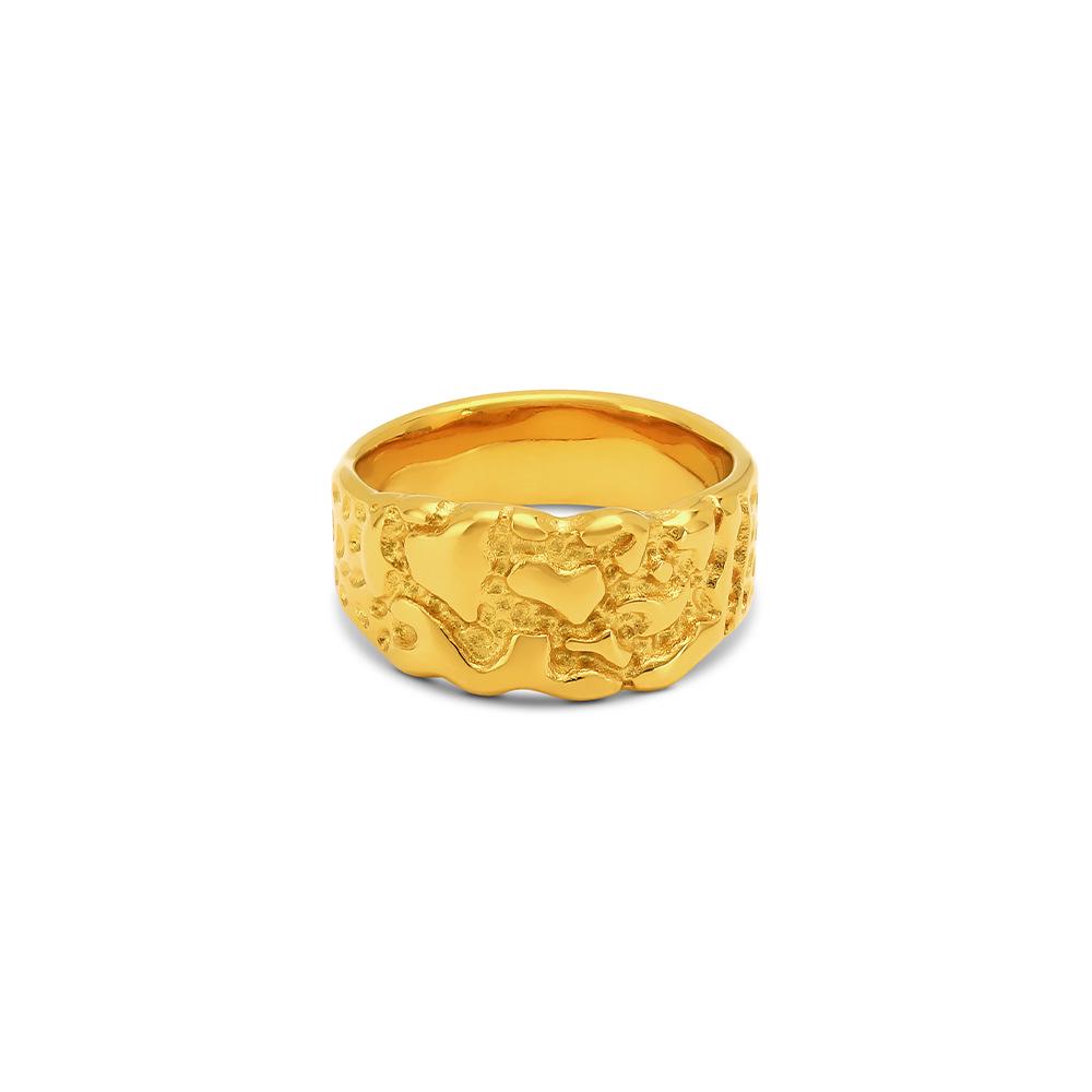 

Gold Nugget Shape Textured Titanium Steel Ring for Women Size 8 золотой