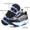 Kids Kers Roller Skate Sport Skateboard Shoes USB Charging Removeable 4 Wheels Luminous Roller Shoes Girls Boys Casual Shoes