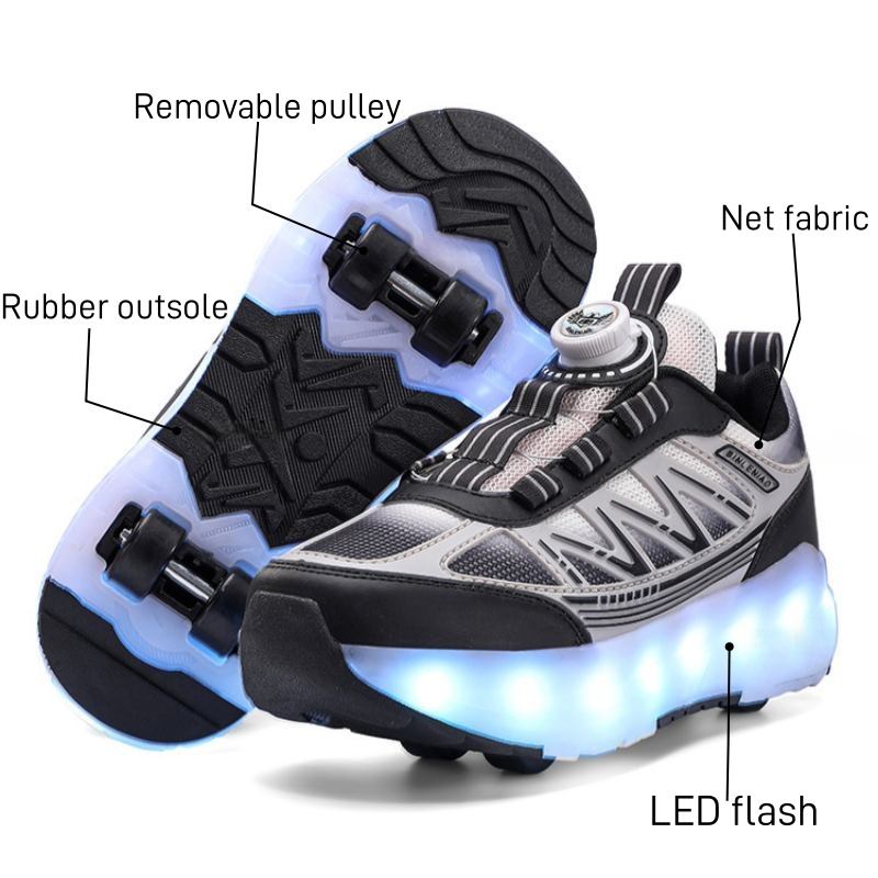 Kids Kers Roller Skate Sport Skateboard Shoes USB Charging Removeable 4 Wheels Luminous Roller Shoes Girls Boys Casual Shoes