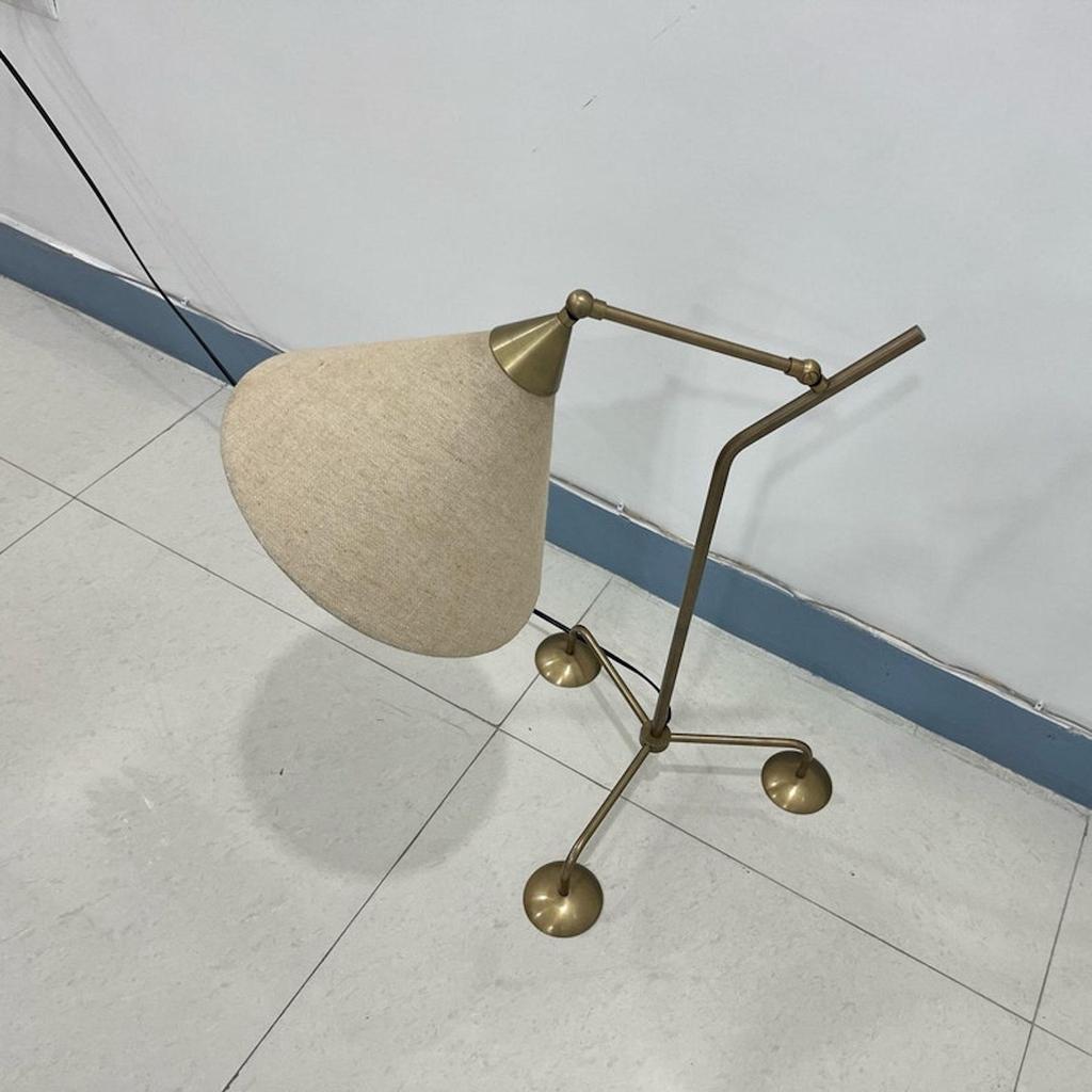 Table Lamp Light Home Office Room Décor Lighting Shade Fabric and Raw Brass Lamp Light