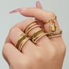 Exquisite Stackable Open Ring with Micro-Inlaid Zirconia Key and Tassel
