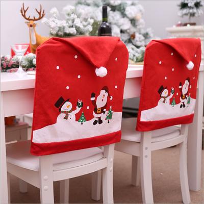 Housse de chaise de noël classique, imprimé père noël bonhomme de neige, casquette de chaise de salle à manger avec Pom Pom, fournitures de fête du nouvel an, 60x50cm, 2022