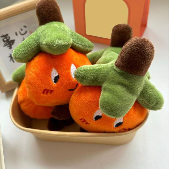 Good Luck Persimmon Plush Keychain Cute Soft Stuffed Fruit Pendant for Bags Backpacks Lucky Phone Charm Adorable Gift for Couples Friends
