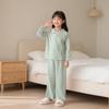 Spring And Autumn Children'S Pajamas Pure Cotton Girls' Lace Collar Sweet Wind Cardigan Long Sleeve Long Pants Student Loungewear Two-Piece Set