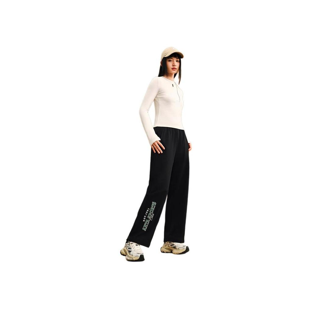 Anta Lifestyle Series Letter Mid-Rise Breathable Versatile Straight-Leg Sports Pants Women Bottoms 162538310-2