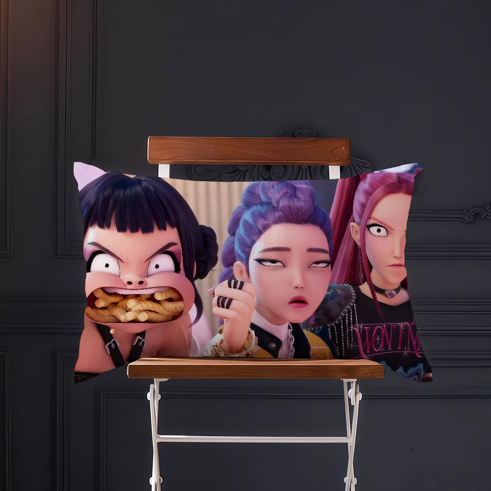 Anime Funny Meme K-Kpops D-Demon H-Hunters Cushion Cover Rectangle Pillow Cover Home Sofa Living Room Coffee Shop Pillowcase