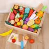 Children's Toys Baby Birthday Simulation Large Wooden Box Vegetables and Fruits Cut To See Boys and Girls Play House Set Combination