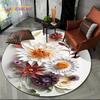 Dream Flower Art Daisy Rose Sunflower Cartoon Round Carpet Rug for Living Room Bedroom Kid Decor,Pet Area Rug Non-slip Floor Mat