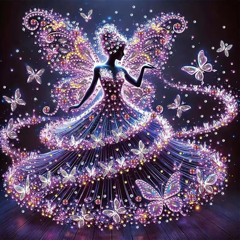 5D Half Diamond Diamond Painting Butterfly Fairy Rhinestone Sticker DIY Handmade Diamond Painting HC2523