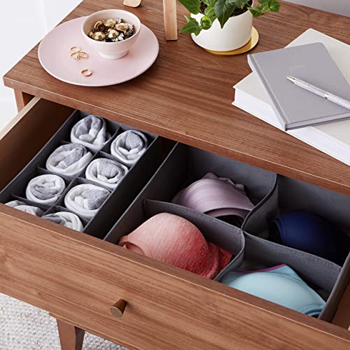Amazon Basics Storage Box Drawer Organizer, Gray, for Dressers and Underwear, Set of 4