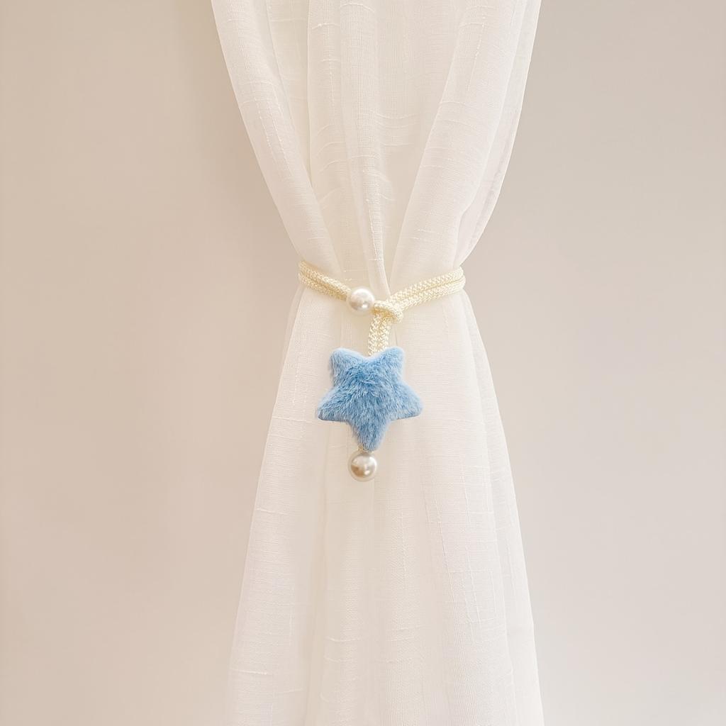 2Pcs Star Decorative Curtain Strap, Simple Imitation Pearl Curtain Rope Gauze Curtain Strap, Gauze Tent Storage Rope