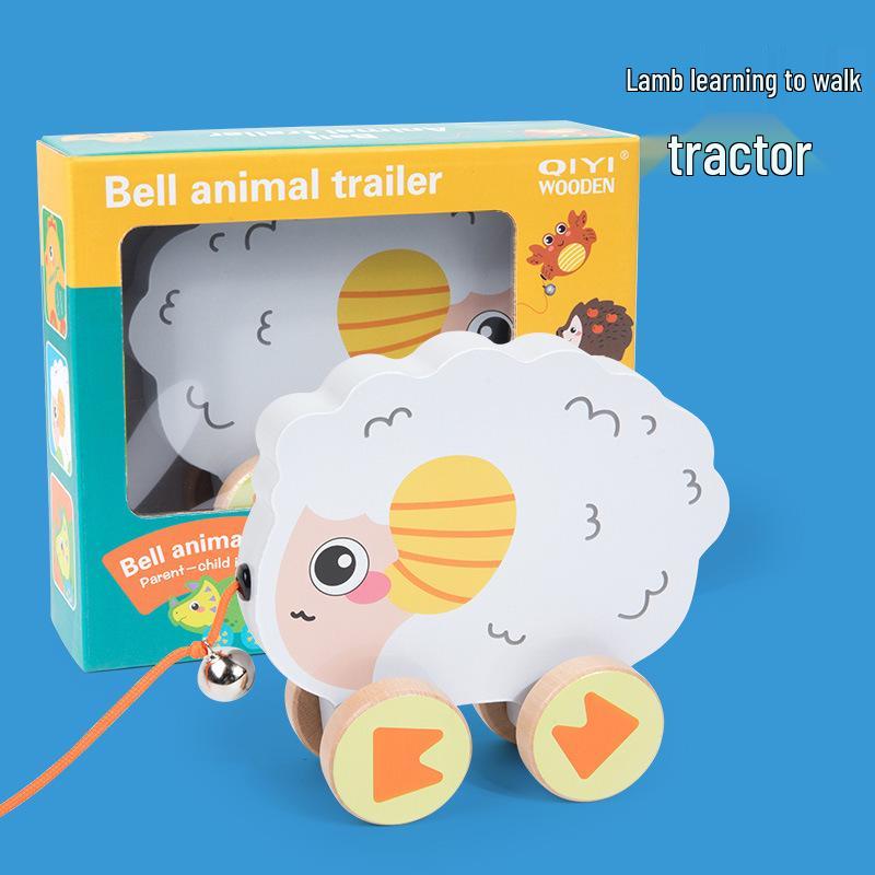 Деревянная каталка-толкалка с животными и игрушка-каталка для младенцев и малышей