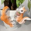 2Pcs Cute Squirrel Basin Hanging Ornament Fence Flower Pot Desktop Ornament New Statue Decorative