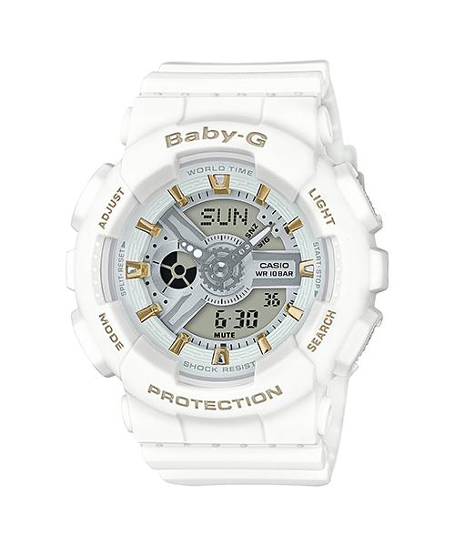 

Casio Baby-G Women s Resin 100M Water Resistant Analog Shock Resistant Quartz Watch BA-110GA-7A1 белый