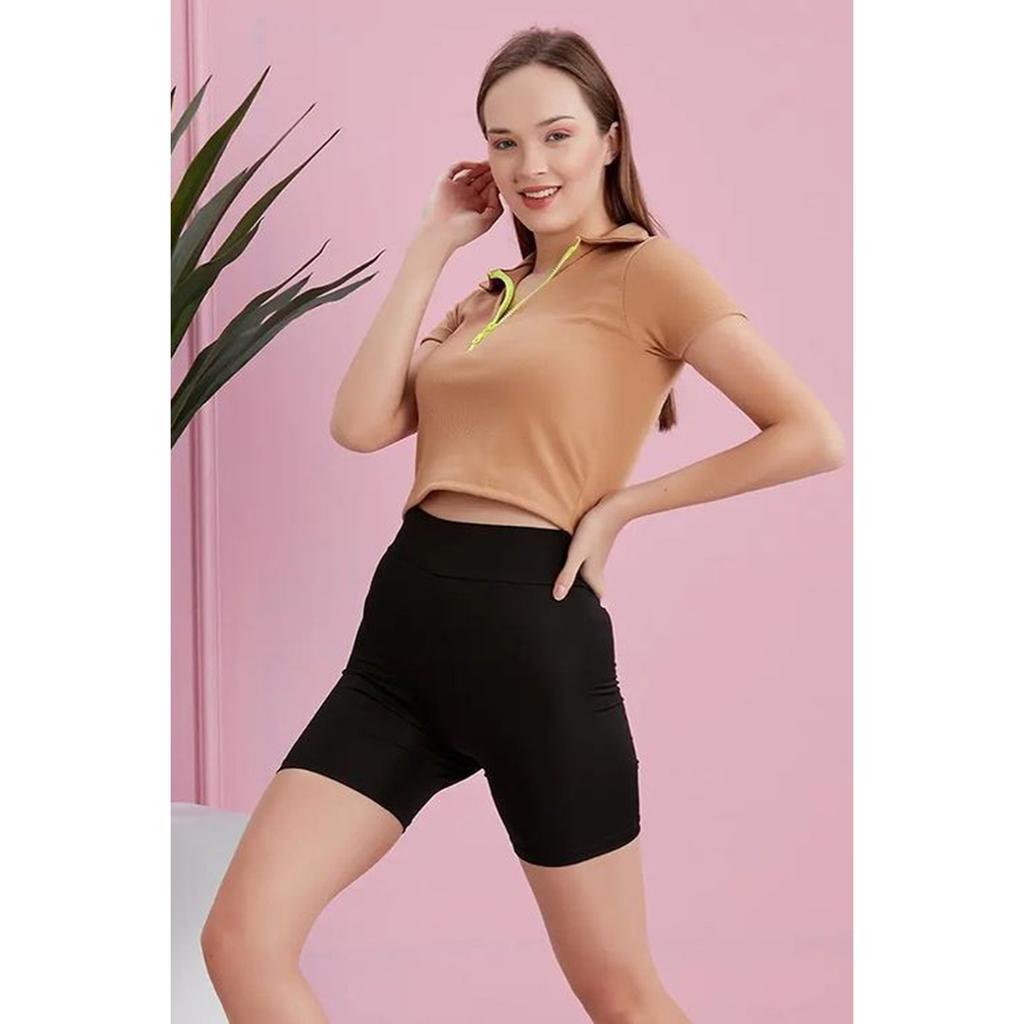 Polo Collar Neon Zipper Camisole Blouse