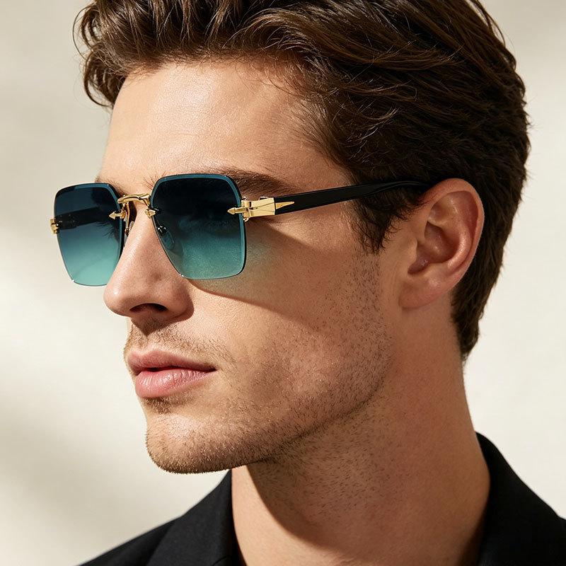 Men's sunglasses, new fashionable sunscreen sunglasses, personalized frameless trimmed sunglasses