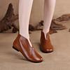First Layer Cowhide Spring Flat-bottomed Casual Short Boots Mori Leather Women's Boots Round Head Soft Bottom Deep Mouth