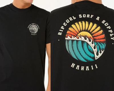 25 Verano Nuevo Surf Atardecer Camiseta Rip Curl Hombre Oversize Y2k Algodón Transpirable Alta Calidad Top para Hombre Camisetas Camisetas Gráficas