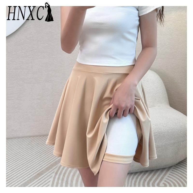 HNXC 16 Color Women's Fashion Casual Solid Color Print Summer Spring Skirt