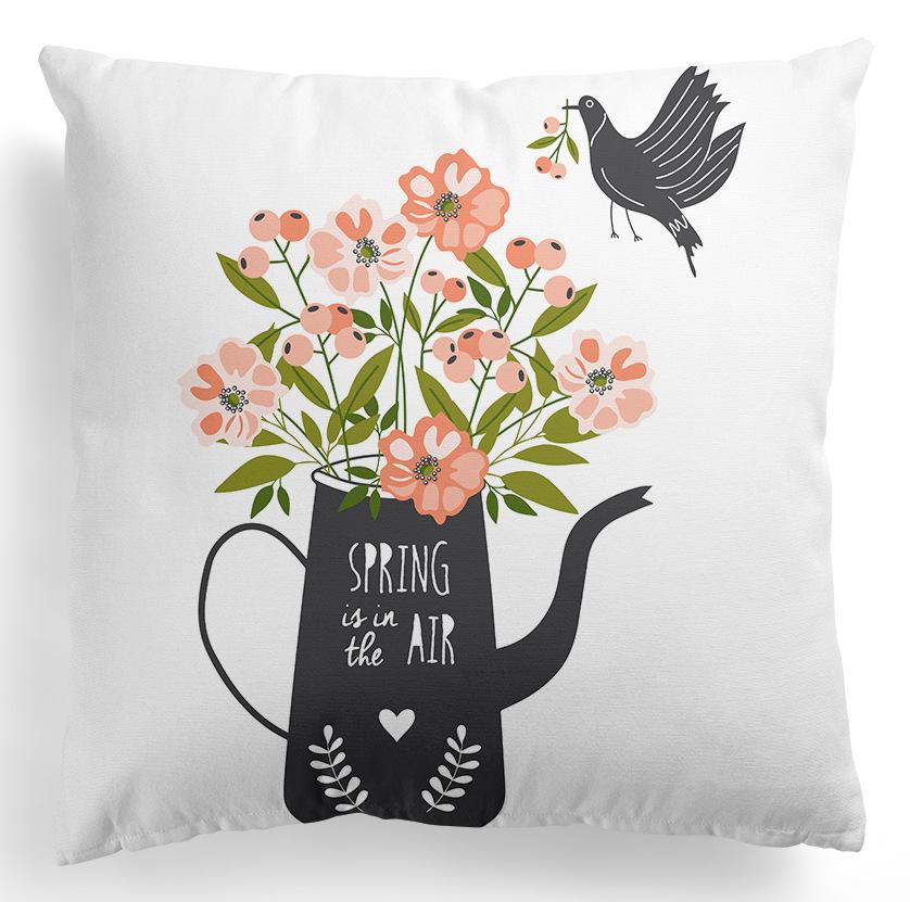 

Новая весенняя наволочка с цветами, пасхальная, с велосипедом, с маленьким грузовиком, из персикового бархата с принтом для дома 45 * 45Cm without pillow core