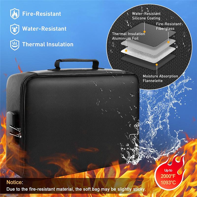 Brandsäker Vattentät Reseförvaringslåda För Viktiga Filer, Bärbar Dokumentorganisatörsväska Med Lås