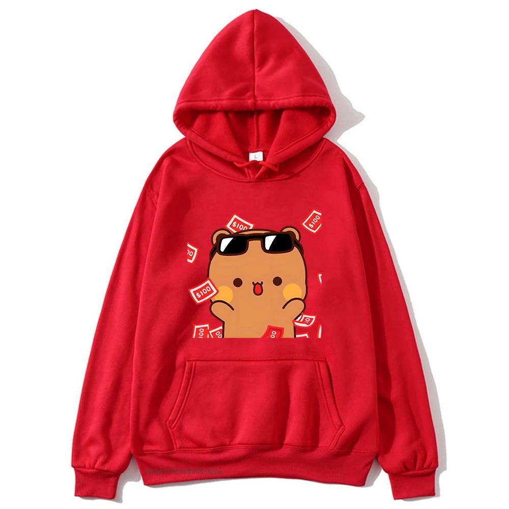 Men's hooded sweatshirt with Bubu and Dudu cartoon print, a fashionable and casual hip-hop style top for autumn and winter Harajuku fashion.