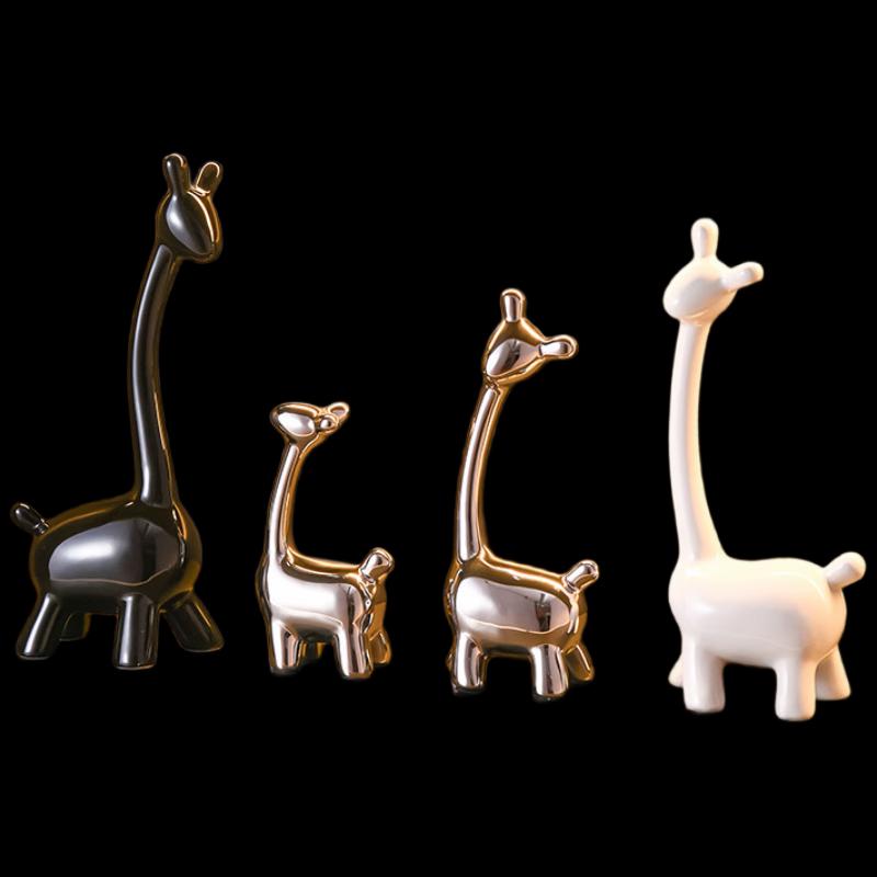 Elegant Electroplated Ceramic Deer Ornament