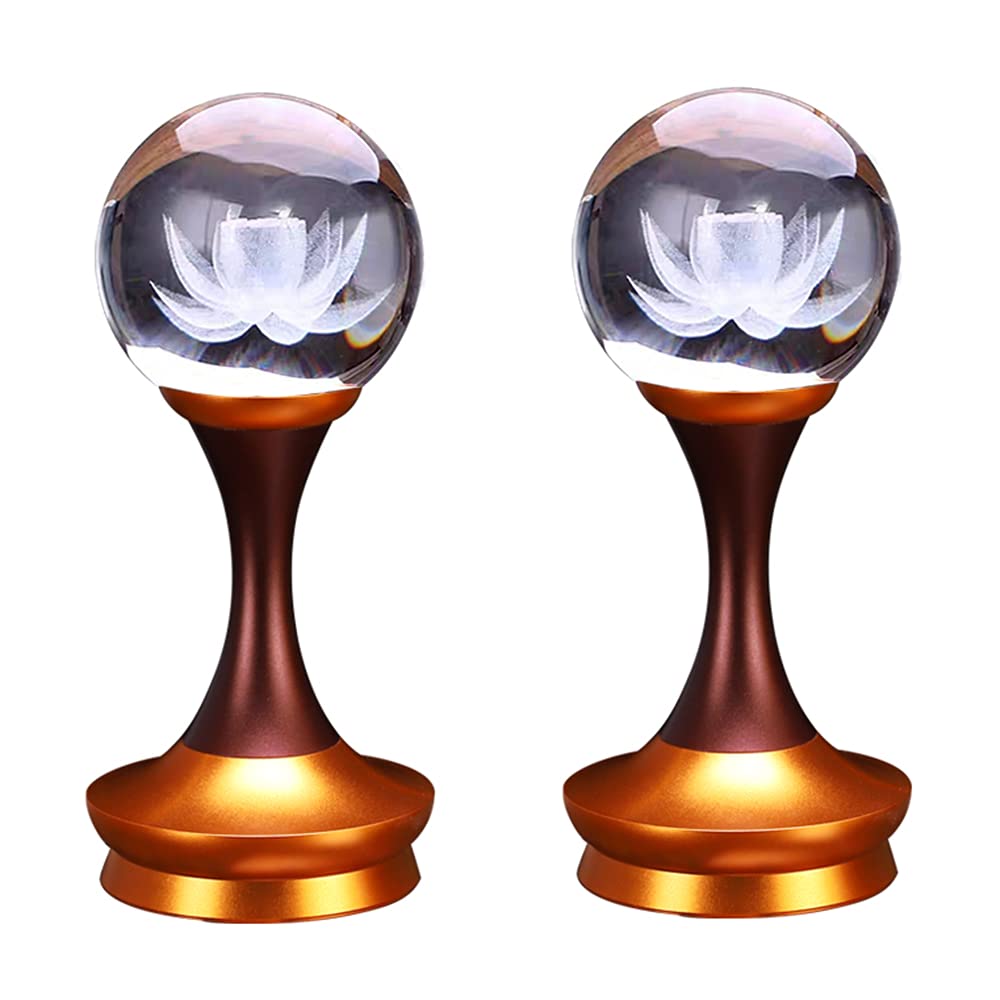 

RAYWILL Lotus Buddhist Flowers, Lotus Lamp, Lotus Flower, Buddhist Altar Accessory, Lotus Artificial Flower, LED, Set of 2, 2-Way Powered, USB, Lotus