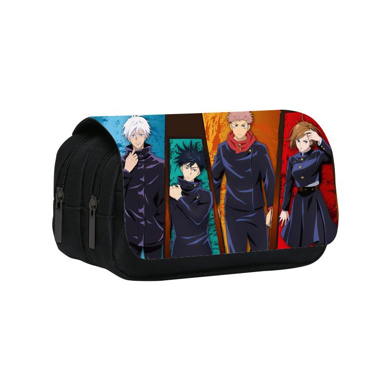 Jujutsu Kaisen Pattern Double Layer Flip Cover Stationery Storage Pencil Bag For Middle School Students