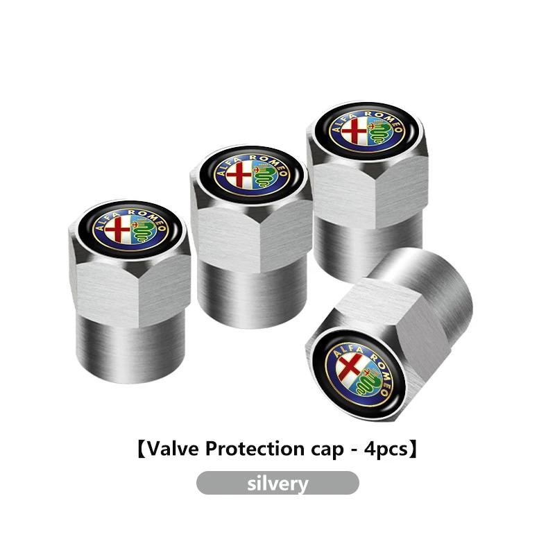 Car Stickers For Alfa Romeo 4pcs Car Wheel Tire Valve Caps Stem Case With Logo Car Styling For Alfa Romeo GT Stelvio F1 Brera Vo
