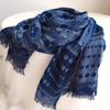 2023 New Women's Japanese Batik Navy Blue Polka Dot & Star Double-Layer Jacquard Scarf Shawl