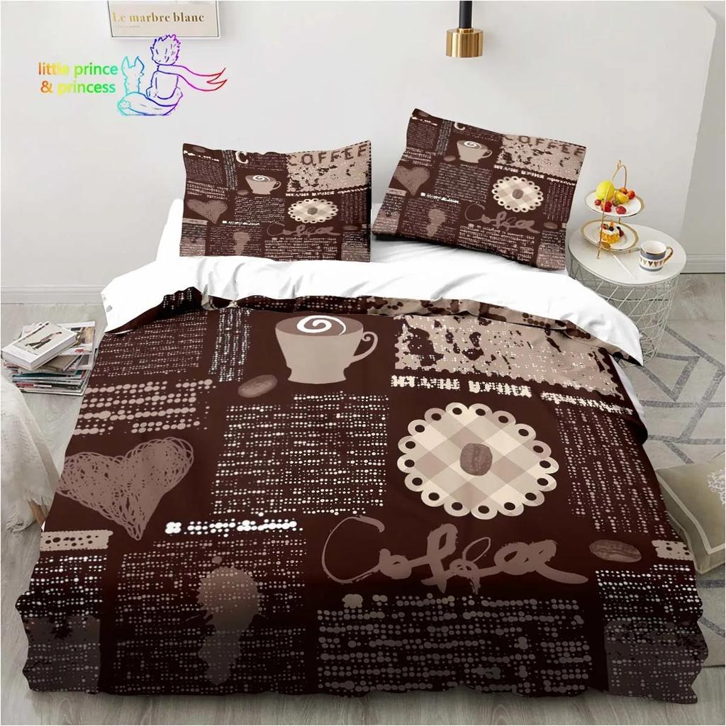 Bettwäsche-Set mit Kaffeemuster, bequemer Bettbezug, Kissenbezug, Kinderzimmerdekoration, Heimtextilien