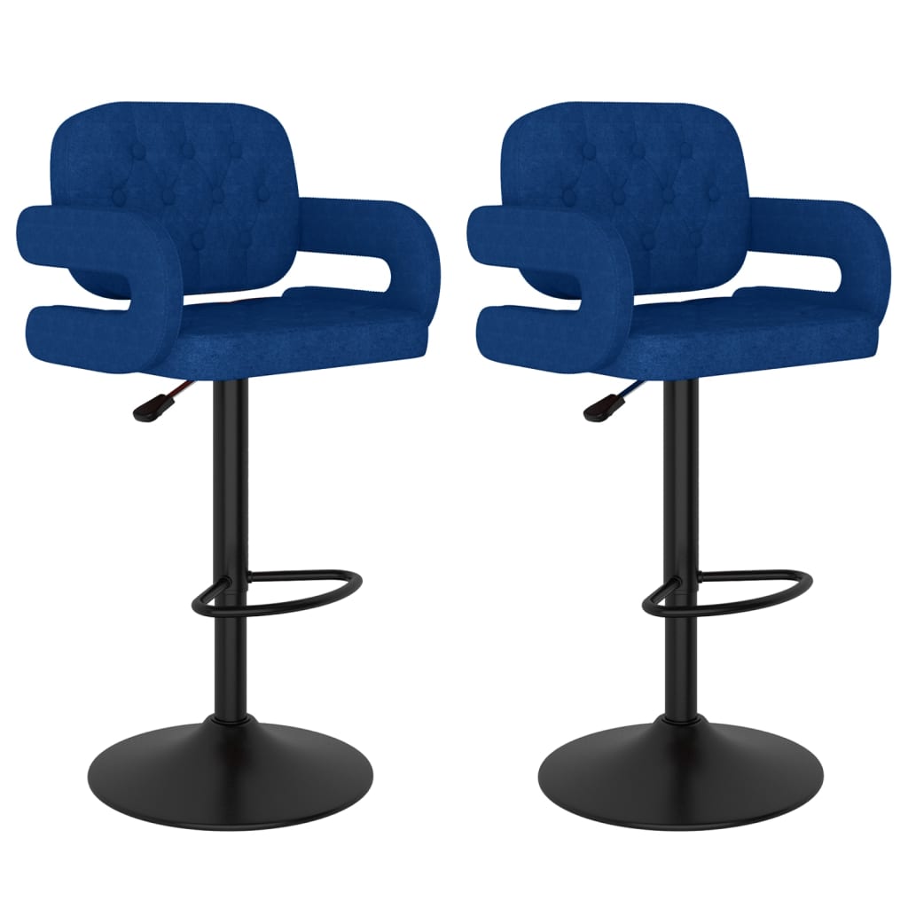 Bar Stool Set of 2 Blue Fabric