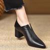 Soft leather high-heeled single shoes women's 2025 new sexy pointed middle heel dress to work professional work versatile shoes