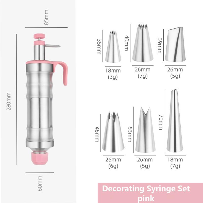 Stainless Steel Dessert Syringe Set Frosting Piping Nozzles Kit Icing Decoration Gun Cupcake Cookie Making Cake Decorating Tools