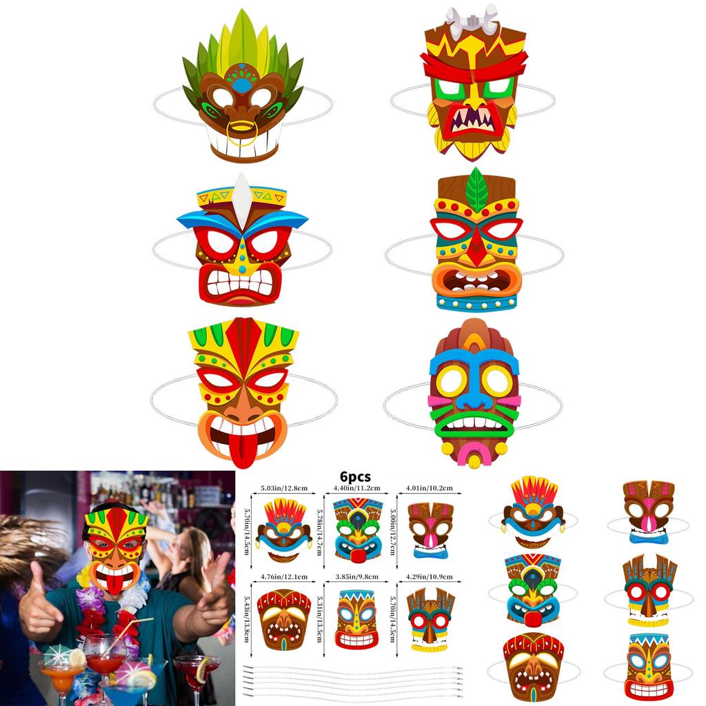 Cartoon Style Hawaiian Masks With Lightweight Material For Themed Parties And Cosplay