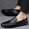 Men'S Shoes Loafer Leather Shoes Foot Cover Leather Cowhide Flat Bottom Driving Casual Beanie Shoes Handmade Single Shoes
