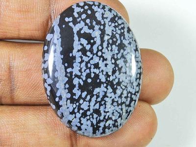 100% Natural Snowflake Obsidain Oval Cabochon Loose Gemstone 29X40X07MM SK-1922