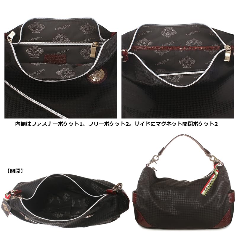 Orobianco Shoulder Bag in Houndstooth Nylon and Genuine Leather in DIDAL Nylon Messenger Men's 2-Way [Made Italy]. Bag, Crossbody, SILVESTRA-C (Black,