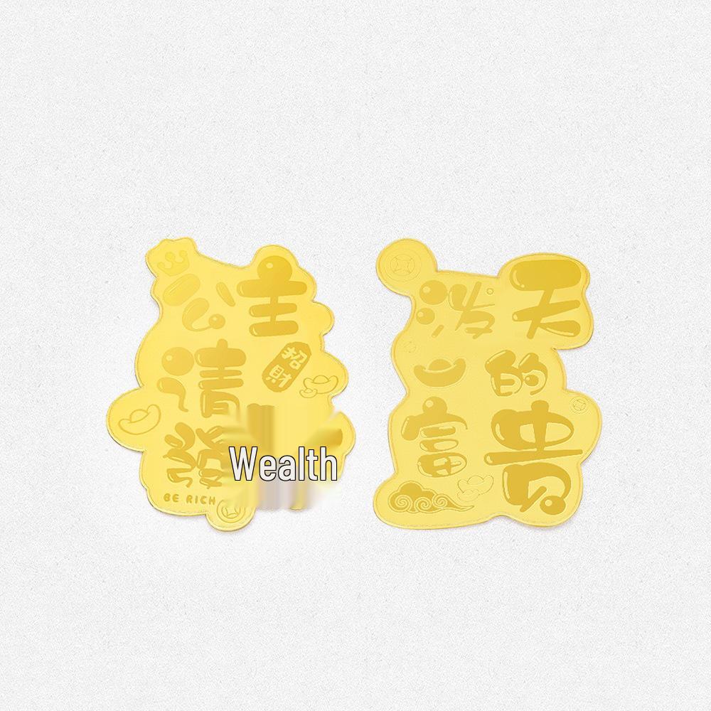 999 Pure Gold Wealth-Attracting Mobile Sticker: God of Wealth Gourd, Prosperity Charm, and Peace Amulet. Mobile Sticker + Acrylic (2mg Gold)