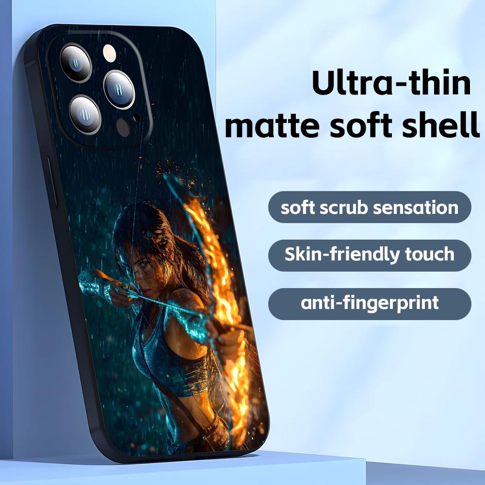 hot game Tomb Raider Phone Case For iPhone17 16 16e 15 14 13 12 11 Plus Mini Pro Max Soft black Shockproof Cover