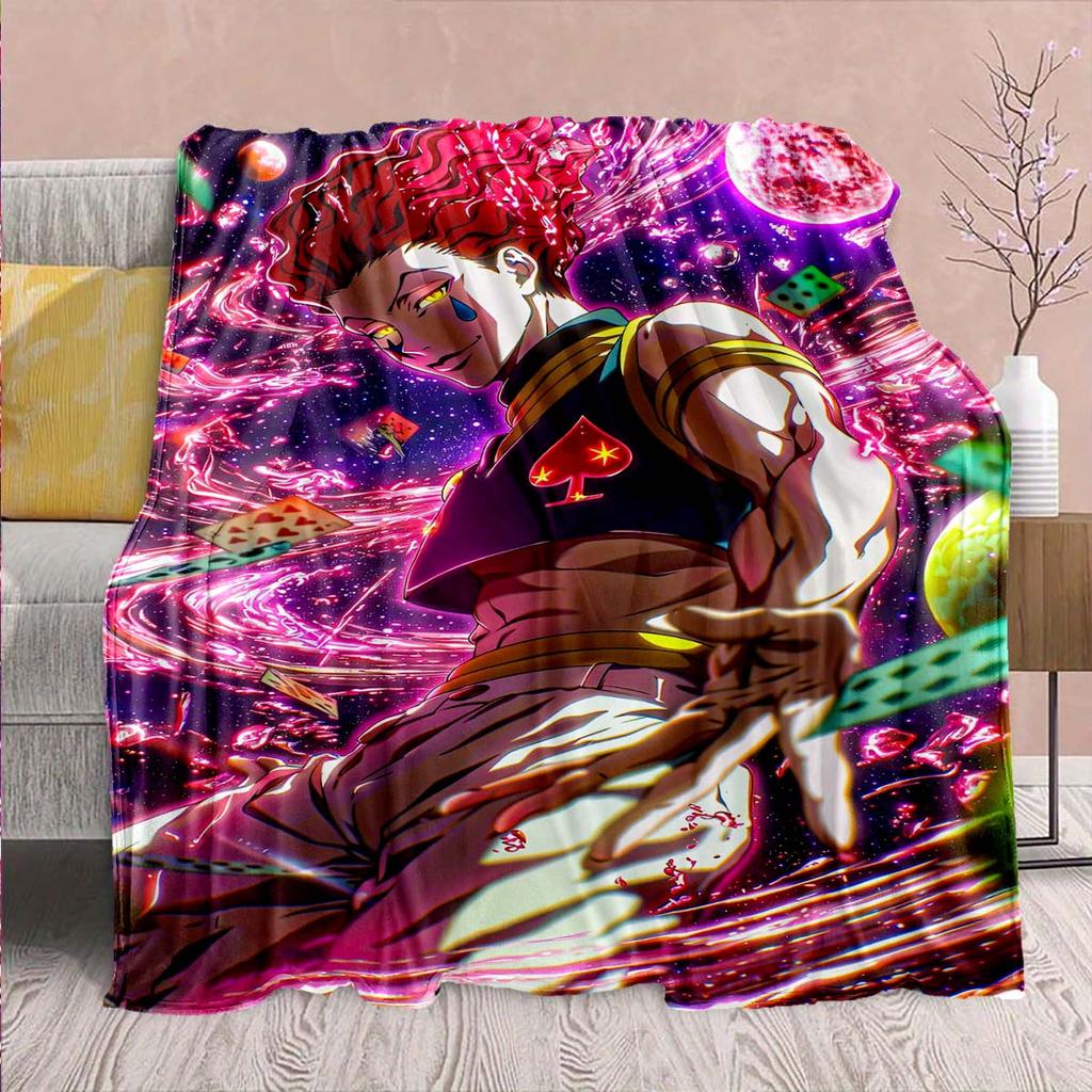 Hunter x Hunter Anime Flannel Blanket – Soft & Warm – Perfect for Sofa, Bedding, Camping, Travel, Office, & Home Decor – QJY