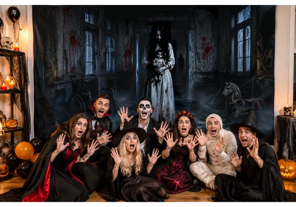 Halloween Garagentor-Abdeckung 7 x 16 Fuß Großer hängender Hintergrund