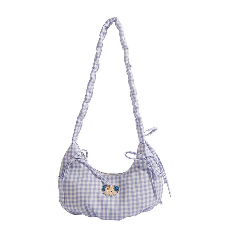 2025 Summer Shoulder Bag Women's New Bubble Plaid Women's Bag Underarm Crossbody Dumpling Bag Shoulder Fashion Bag