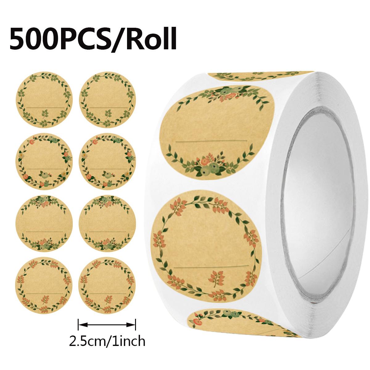 500pcs Handmade with Love Stickers Vintage Kraft Paper Stickers Stationery Label Baking Kraft Paper Stickers Scrapbook Gift