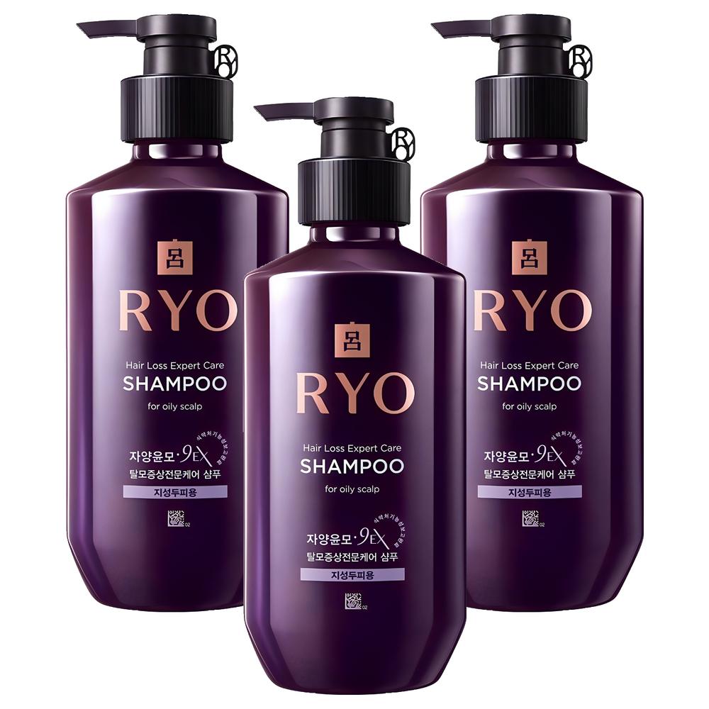 Ryeo Jayang Yunmo 9EX Shampoo for Oily Scalp, Specialized Care for Hair Loss Symptoms 400ml 3 Pcs
